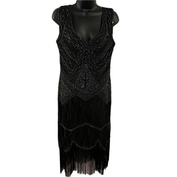 Fundaisy Black Embellished Midi Dress‎ - Picture 1 of 13